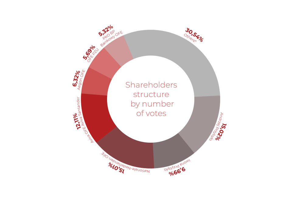 Shareholders structure by number of votes